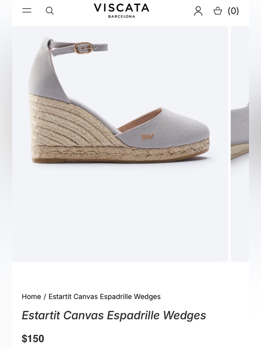 Viscata Estartit Espadrille Wedges - Light Gray - sz EU 38 (US 7.5-8)